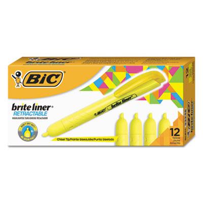 View larger image of Brite Liner Retractable Highlighter, Chisel Tip, Fluorescent Yellow, Dozen