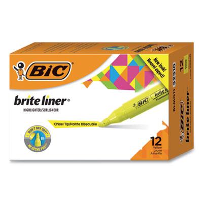 View larger image of Brite Liner Tank-Style Highlighter, Chisel Tip, Fluorescent Yellow, Dozen