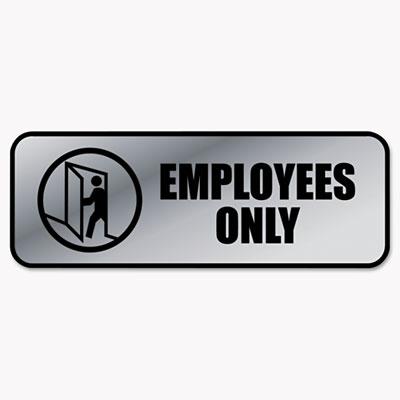 View larger image of Brushed Metal Office Sign, Employees Only, 9 x 3, Silver