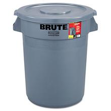 Brute Container with Lid, 32 gal, Plastic, Gray