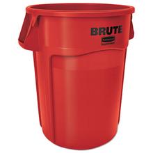 Vented Round Brute Container, 44 gal, Plastic, Red, 4/Carton