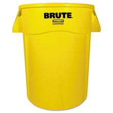 Vented Round Brute Container, 44 gal, Plastic, Yellow