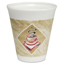 Cafe' G Foam Hot/Cold Cups, 12oz, White w/Brown & Red, 1000/Carton