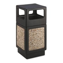 Canmeleon Side-Open Receptacle, Square, Aggregate/Polyethylene, 38 gal, Black