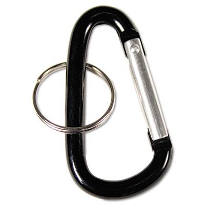View larger image of Carabiner Key Chains, (10) 1" x 2" Black Carabiners, (10) 1" dia Silver Key Rings, Aluminum