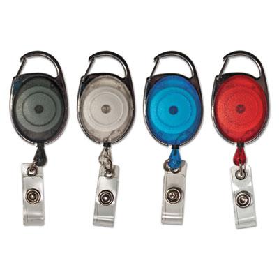 View larger image of Carabiner-Style Retractable ID Card Reel, 30" Extension, Assorted Colors, 20/Pack
