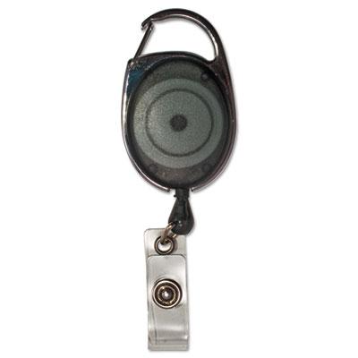 View larger image of Carabiner-Style Retractable ID Card Reel, 30" Extension, Smoke, 12/Pack