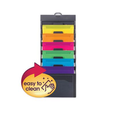 View larger image of Cascading Wall Organizer, 6 Sections, Letter Size, 14.25 x 24.25, Gray, Neon Green, Neon Orange, Neon Pink, Purple, Yellow
