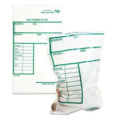 View larger image of Cash Transmittal Bags w/Printed Info Block, 6 x 9, Clear, 100 Bags/Pack