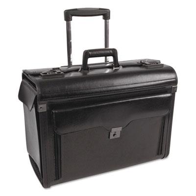 View larger image of Catalog Case on Wheels, Leather, 19 x 9 x 15-1/2, Black