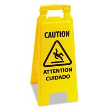 Caution Safety Sign For Wet Floors, 2-Sided, Plastic, 10 x 2 x 26, Yellow