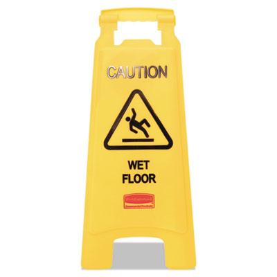 View larger image of Caution Wet Floor Floor Sign, Plastic, 11 x 12 x 25, Bright Yellow, 6/Carton