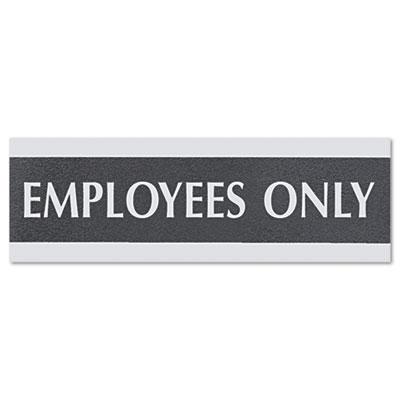 View larger image of Century Series Office Sign, EMPLOYEES ONLY, 9 x 3, Black/Silver