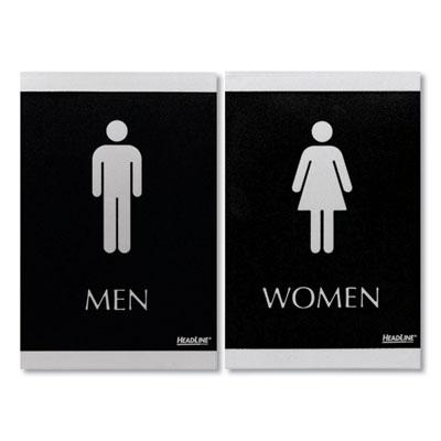 View larger image of Century Series Office Sign, Men; Women, 6 x 9, Black/Silver