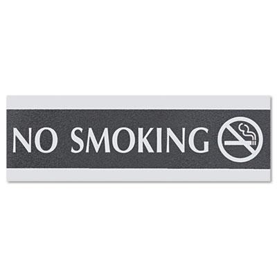View larger image of Century Series Office Sign, NO SMOKING, 9 x 3, Black/Silver