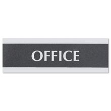 Century Series Office Sign, OFFICE, 9 x 3, Black/Silver
