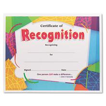 Certificate Of Recognition Awards, 11 X 8.5, Horizontal Orientation, Assorted Colors With White Border, 30/pack