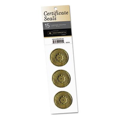 View larger image of Certificate Seals, 1.75" dia, Gold, 3/Sheet, 5 Sheets/Pack