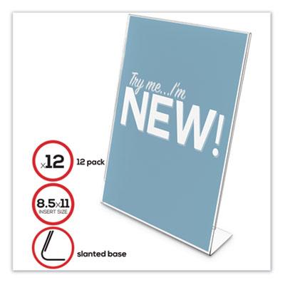 View larger image of Classic Image Slanted Sign Holder, 8.5 x 11, Clear Frame, 12/Pack