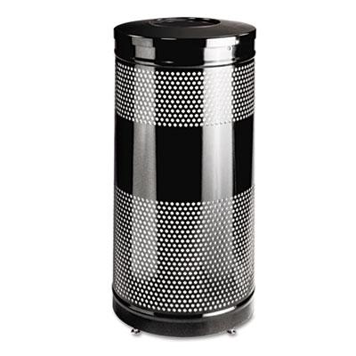 View larger image of Classics Perforated Open Top Receptacle, 25 gal, Steel, Black