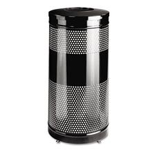 Classics Perforated Open Top Receptacle, 25 gal, Steel, Black