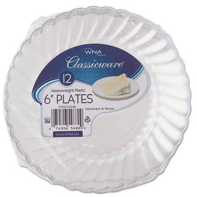 View larger image of Classicware Plastic Plates, 6" Dia., Clear, 12 Plates/Pack, 15 Packs/Carton