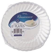 Classicware Plastic Plates, 6" Dia., Clear, 12 Plates/Pack, 15 Packs/Carton