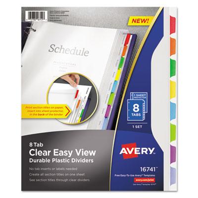 View larger image of Clear Easy View Plastic Dividers with Multicolored Tabs and Sheet Protector, 8-Tab, 11 x 8.5, Clear, 1 Set