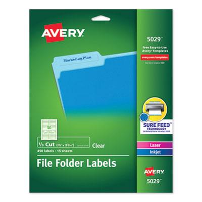 View larger image of Clear Permanent File Folder Labels with Sure Feed Technology, 0.66 x 3.44, Clear, 30/Sheet, 15 Sheets/Pack