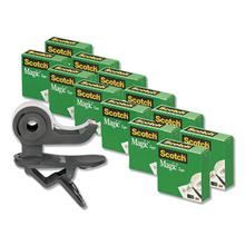 Clip Dispenser Value Pack With 12 Rolls Of Tape, 1" Core, Plastic, Charcoal