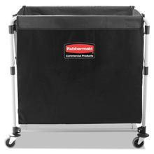 One-Compartment Collapsible X-Cart, Synthetic Fabric, 9.96 cu ft Bin, 24.1" x 35.7" x 34", Black/Silver