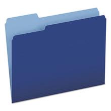 Colored File Folders, 1/3-Cut Tabs, Letter Size, Navy Blue/Light Blue, 100/Box