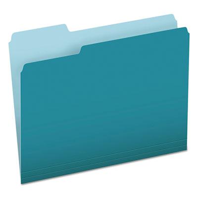 View larger image of Colored File Folders, 1/3-Cut Tabs, Letter Size, Teal/Light Teal, 100/Box