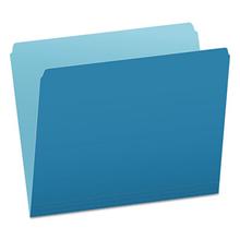 Colored File Folders, Straight Tab, Letter Size, Blue/Light Blue, 100/Box