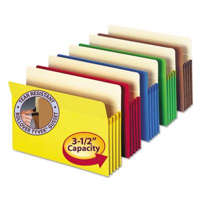 View larger image of Colored File Pockets, 3.5" Expansion, Legal Size, Assorted, 5/Pack