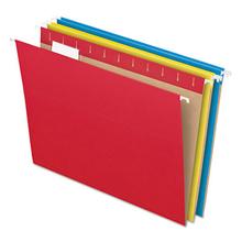 Colored Hanging Folders, Letter Size, 1/5-Cut Tabs, Three-Color Assortment, 25/Box