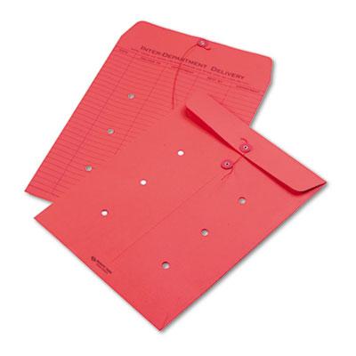 View larger image of Colored Paper String & Button Interoffice Envelope, #97, One-Sided Five-Column Format, 10 x 13, Red, 100/Box