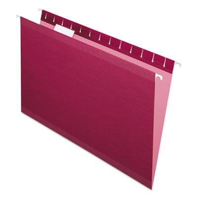 View larger image of Colored Reinforced Hanging Folders, Legal Size, 1/5-Cut Tabs, Burgundy, 25/Box
