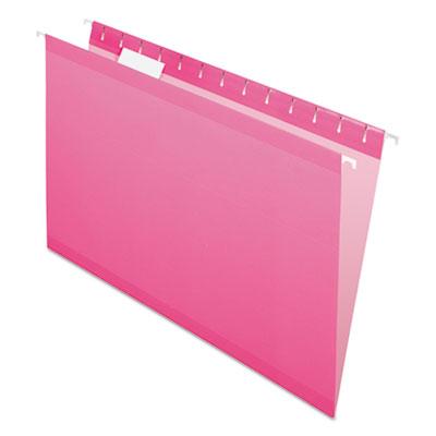 View larger image of Colored Reinforced Hanging Folders, Legal Size, 1/5-Cut Tabs, Pink, 25/Box