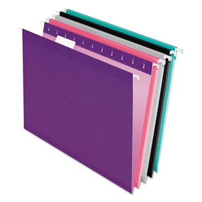 View larger image of Colored Reinforced Hanging Folders, Letter Size, 1/5-Cut Tabs, Assorted Bold Colors, 25/Box