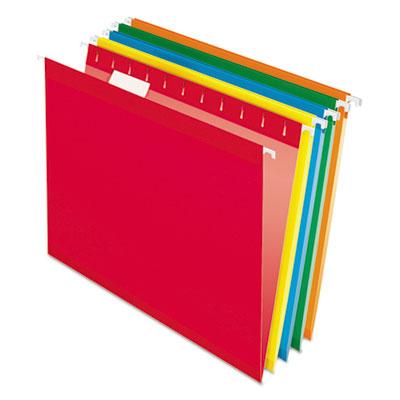 View larger image of Colored Reinforced Hanging Folders, Letter Size, 1/5-Cut Tabs, Assorted Bright Colors, 25/Box