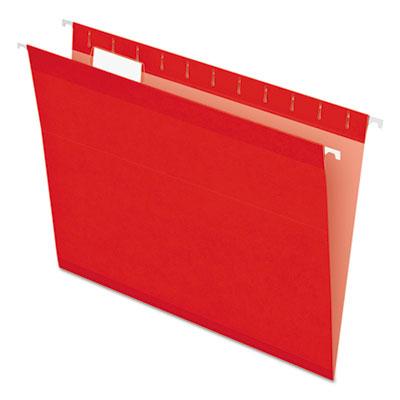View larger image of Colored Reinforced Hanging Folders, Letter Size, 1/5-Cut Tabs, Red, 25/Box