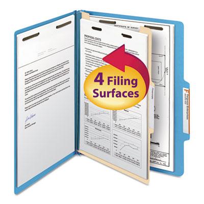 View larger image of Top Tab Classification Folders, Four SafeSHIELD Fasteners, 2" Expansion, 1 Divider, Letter Size, Blue Exterior, 10/Box