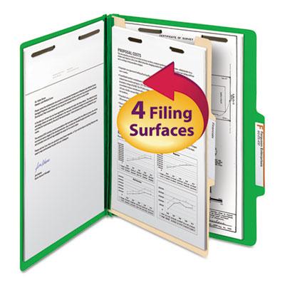 View larger image of Top Tab Classification Folders, Four SafeSHIELD Fasteners, 2" Expansion, 1 Divider, Letter Size, Green Exterior, 10/Box