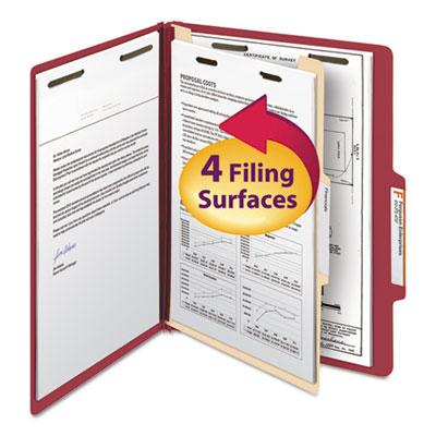 View larger image of Top Tab Classification Folders, Four SafeSHIELD Fasteners, 2" Expansion, 1 Divider, Letter Size, Red Exterior, 10/Box
