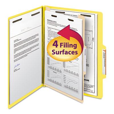 View larger image of Top Tab Classification Folders, Four SafeSHIELD Fasteners, 2" Expansion, 1 Divider, Letter Size, Yellow Exterior, 10/Box