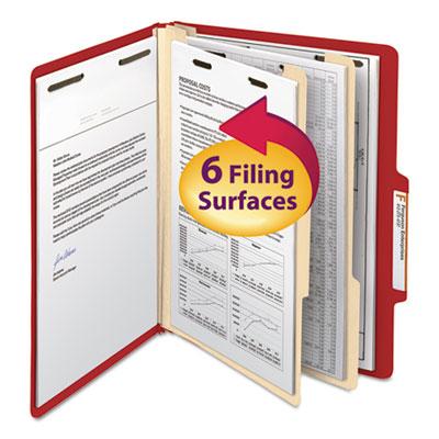 View larger image of Top Tab Classification Folders, Six SafeSHIELD Fasteners, 2" Expansion, 2 Dividers, Letter Size, Red Exterior, 10/Box