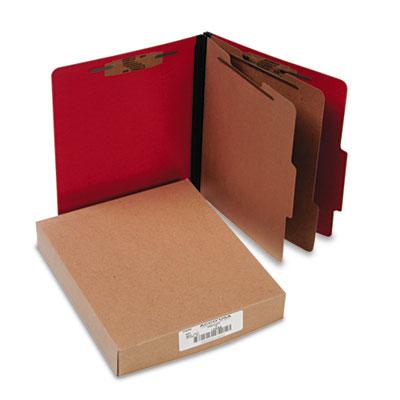 View larger image of ColorLife PRESSTEX Classification Folders, 3" Expansion, 2 Dividers, 6 Fasteners, Letter Size, Executive Red Exterior, 10/Box