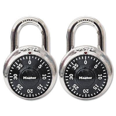 View larger image of Combination Lock, Stainless Steel, 1.87" Wide, Silver/Black, 2/Pack