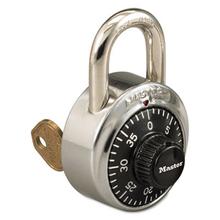 Combination Stainless Steel Padlock, 1.87" Wide, Black/Silver